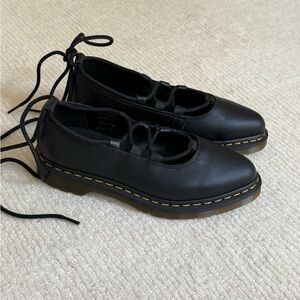 Dr. Martens Elphie II Black Virginia Leather Ballet Flats